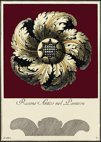 Rosone Antico I Black Ornate Wood Framed Art Print with Double Matting by Guerra