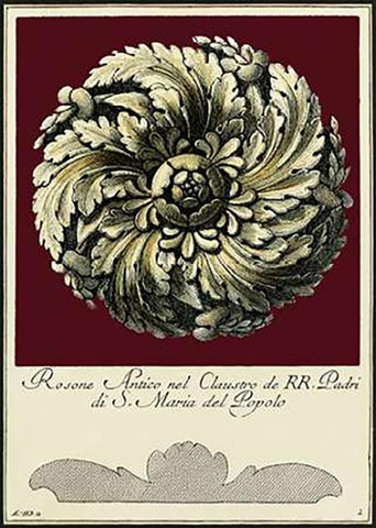 Rosone Antico IV Black Ornate Wood Framed Art Print with Double Matting by Guerra