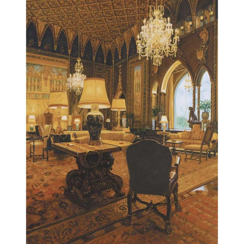 Gold Reading Room Gold Ornate Wood Framed Art Print with Double Matting by Lone