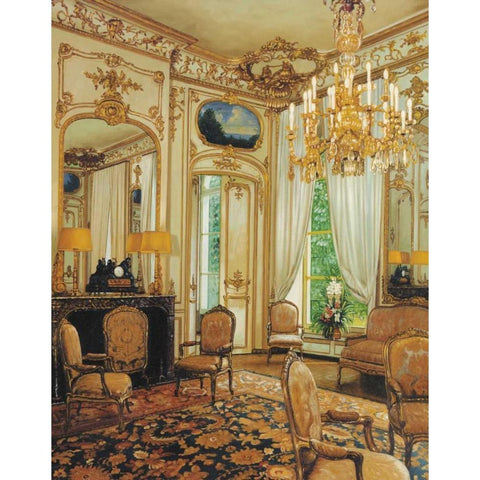 Gold Sitting Room Gold Ornate Wood Framed Art Print with Double Matting by Lone