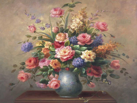 Summer Arrangement White Modern Wood Framed Art Print with Double Matting by Steiner