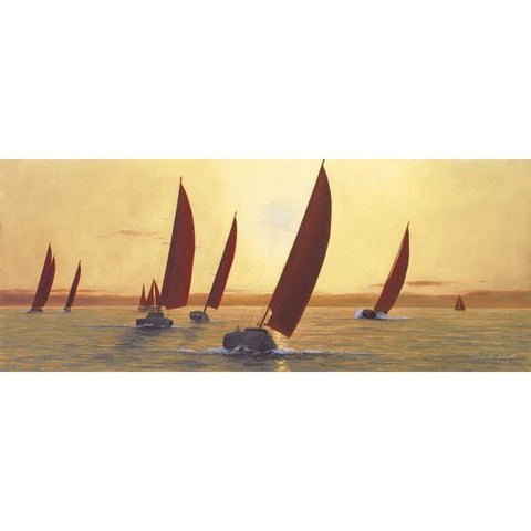 Sailing Sailing Black Modern Wood Framed Art Print with Double Matting by Romanello, Diane