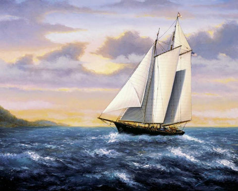 West Wind Sails White Modern Wood Framed Art Print with Double Matting by Sambataro