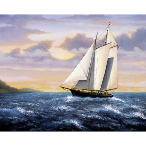 West Wind Sails Black Modern Wood Framed Art Print with Double Matting by Sambataro