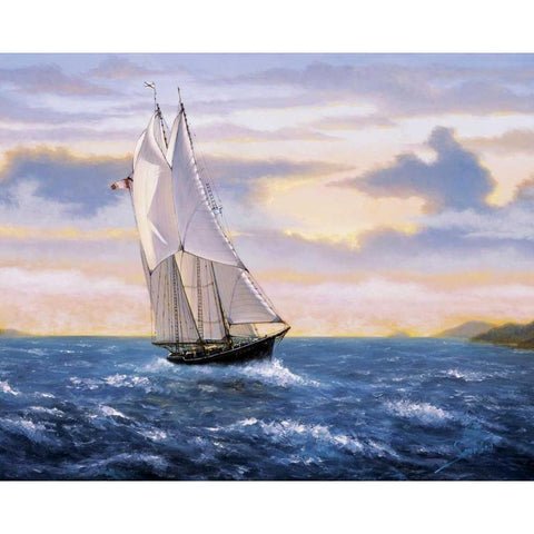 East Wind Sails Black Modern Wood Framed Art Print by Sambataro