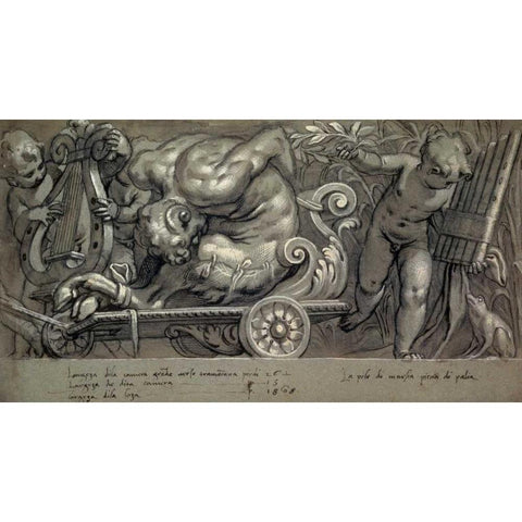 Dionysus and Putti White Modern Wood Framed Art Print by Farinati, Paolo