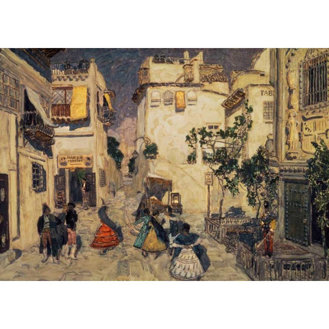 Peafowls Gold Ornate Wood Framed Art Print with Double Matting by Unknown