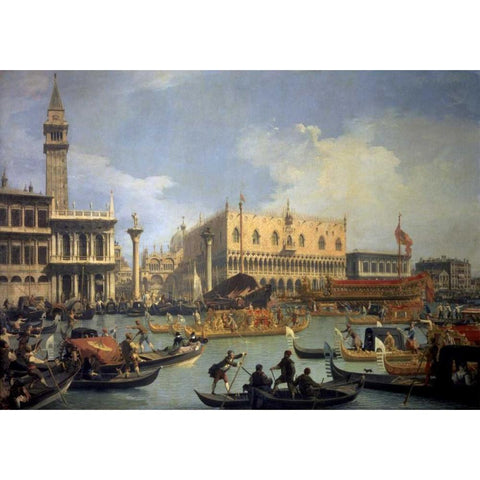 The Betrothal of the Venetian Doge to the Adriatic Gold Ornate Wood Framed Art Print with Double Matting by Canaletto