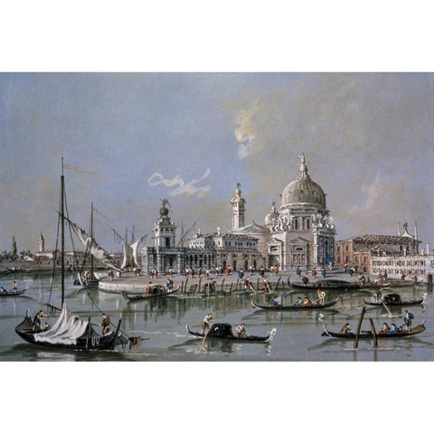 Dogana of Venice White Modern Wood Framed Art Print by Guardi