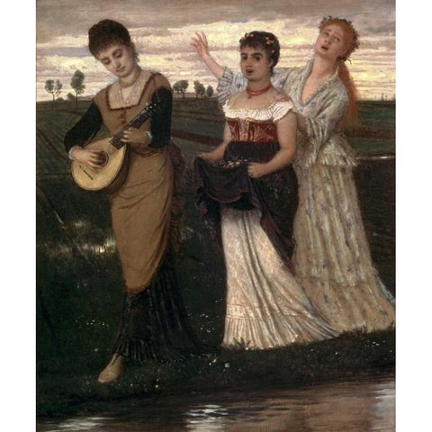 Music in the Fields White Modern Wood Framed Art Print by Bocklin, Arnold