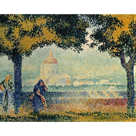 The Church of Santa Maria degli Angely near Assisi Black Modern Wood Framed Art Print with Double Matting by Cross, Henri Edmond