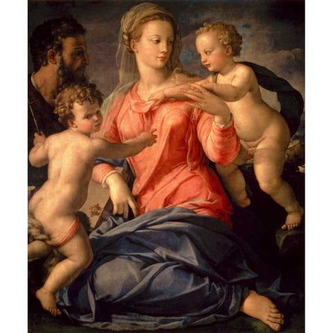 The Holy Family Black Modern Wood Framed Art Print with Double Matting by Bronzino, Agnolo