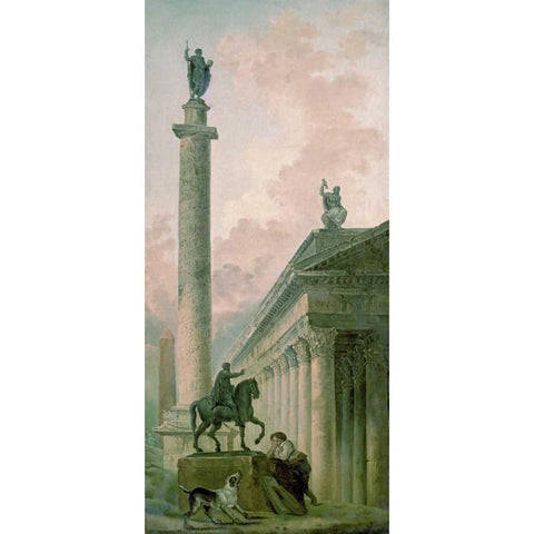 Roman Obelisk Black Modern Wood Framed Art Print with Double Matting by Robert, Hubert