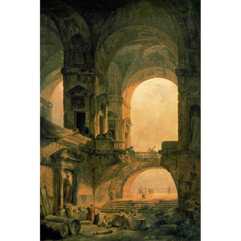 Vaulted Arches Ruin Gold Ornate Wood Framed Art Print with Double Matting by Robert, Hubert