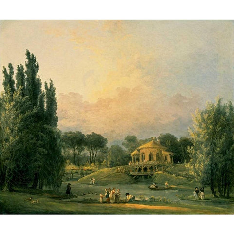 Italian Tempietto in a Park Black Modern Wood Framed Art Print with Double Matting by Robert, Hubert