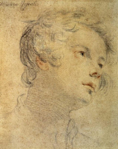Head of a Youth Black Ornate Wood Framed Art Print with Double Matting by Rosselli, Matteo