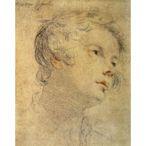 Head of a Youth Black Modern Wood Framed Art Print by Rosselli, Matteo