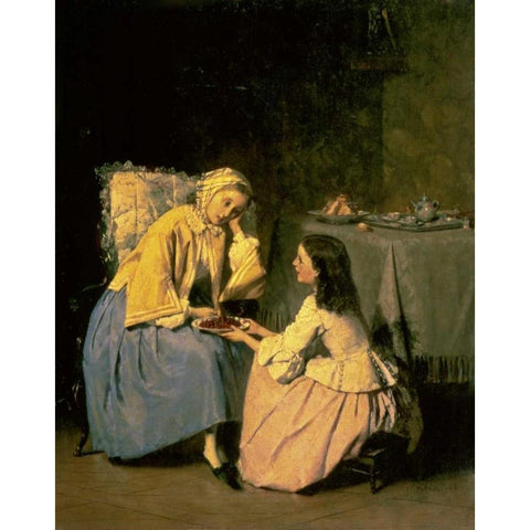 The Offering White Modern Wood Framed Art Print by Patrois, Isidore