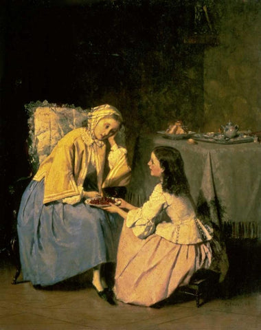 The Offering White Modern Wood Framed Art Print with Double Matting by Patrois, Isidore