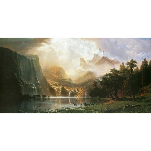 Sierra Nevada in California Gold Ornate Wood Framed Art Print with Double Matting by Bierstadt, Albert