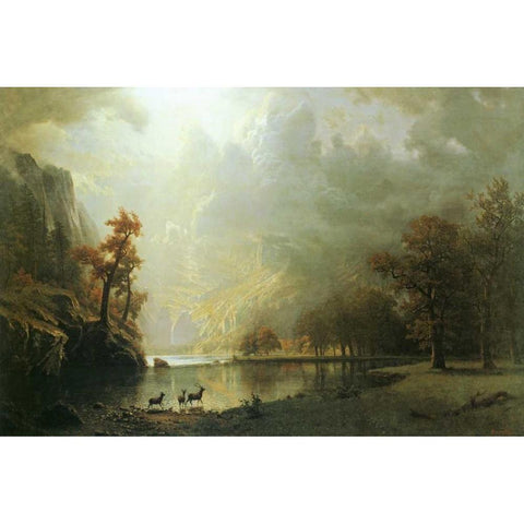 Sierra Nevada Morning Black Modern Wood Framed Art Print with Double Matting by Bierstadt, Albert