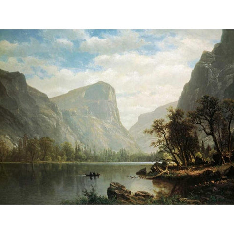 Mirror Lake, Yosemite Valley Black Modern Wood Framed Art Print with Double Matting by Bierstadt, Albert