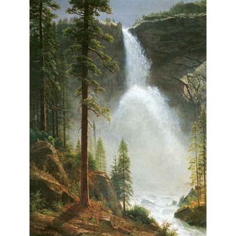Nevada Falls Black Modern Wood Framed Art Print by Bierstadt, Albert
