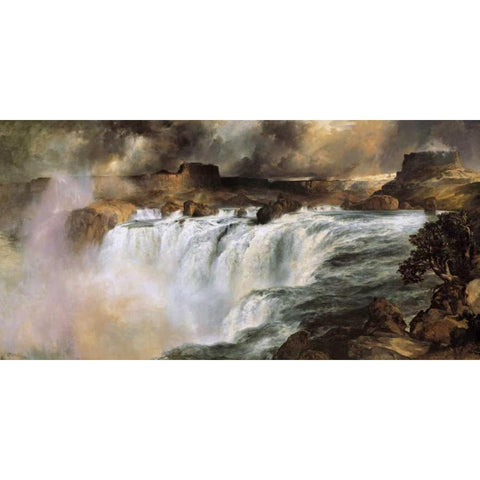 Shoshone Falls on the Snake River Black Modern Wood Framed Art Print by Moran, Thomas