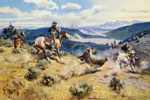 Loops and Swift Horses Are Surer Than Lead White Modern Wood Framed Art Print with Double Matting by Russell, Charles M.