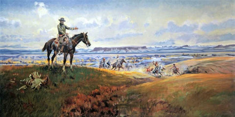 C. M. Russell And His Friends Black Ornate Wood Framed Art Print with Double Matting by Russell, Charles M.