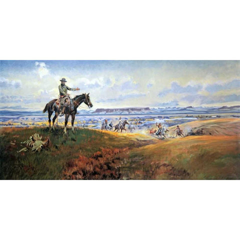 C. M. Russell And His Friends Black Modern Wood Framed Art Print by Russell, Charles M.