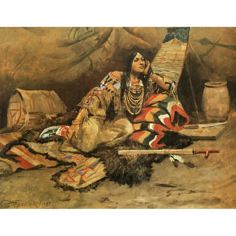 Keeoma White Modern Wood Framed Art Print by Russell, Charles M.