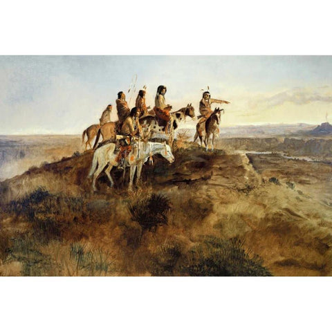 Signal Smoke Gold Ornate Wood Framed Art Print with Double Matting by Russell, Charles M.