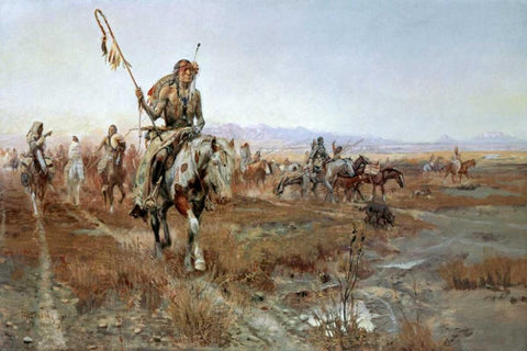 The Medicine Man White Modern Wood Framed Art Print with Double Matting by Russell, Charles M.