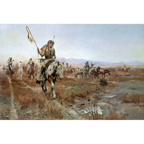 The Medicine Man Black Modern Wood Framed Art Print with Double Matting by Russell, Charles M.