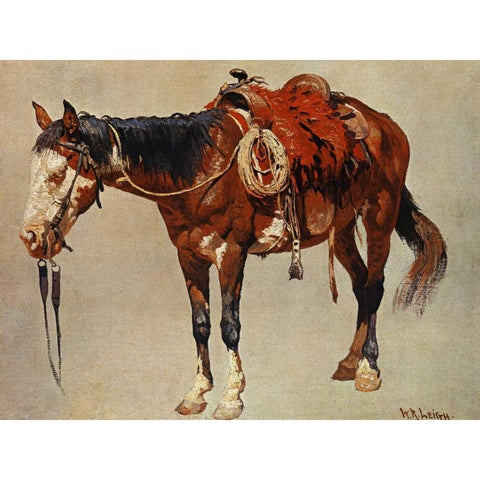 Navajo Pony White Modern Wood Framed Art Print by Leigh, William R.