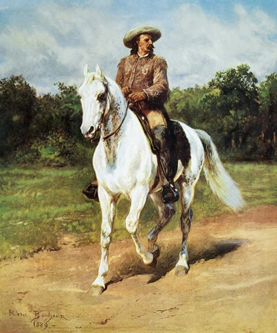 Col. William F. Cody (Buffalo Bill) Black Ornate Wood Framed Art Print with Double Matting by Bonheur, Rosa