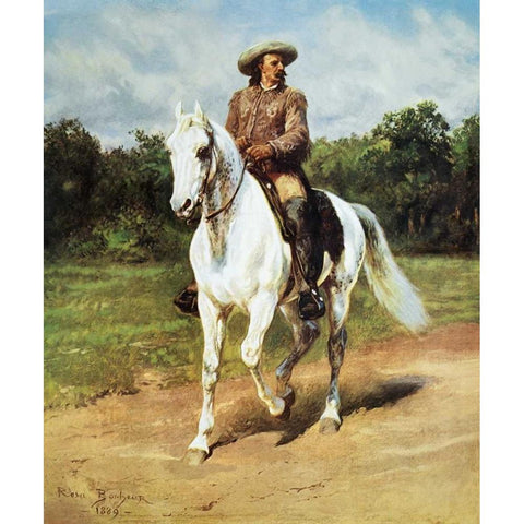 Col. William F. Cody (Buffalo Bill) Black Modern Wood Framed Art Print by Bonheur, Rosa