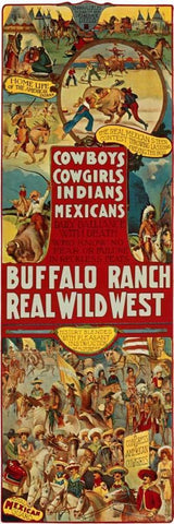 Cowboys, Cowgirls, Indians White Modern Wood Framed Art Print with Double Matting by Anonymous