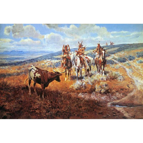 White Mans Buffalo White Modern Wood Framed Art Print by Russell, Charles M.
