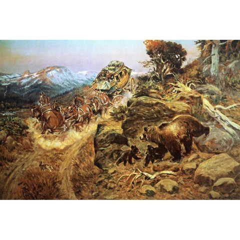 Bruin Not Bunny Black Modern Wood Framed Art Print by Russell, Charles M.