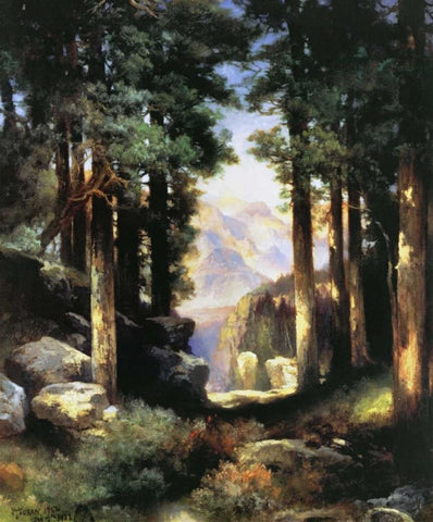 Grand Canyon of the Colorado Black Ornate Wood Framed Art Print with Double Matting by Moran, Thomas