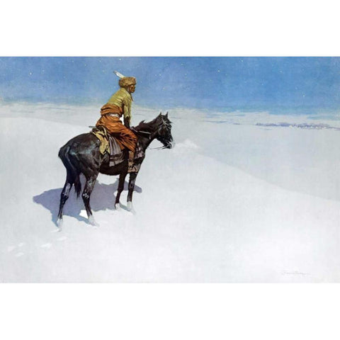 The Scout: Friends or Enemies? Black Modern Wood Framed Art Print with Double Matting by Remington, Frederic