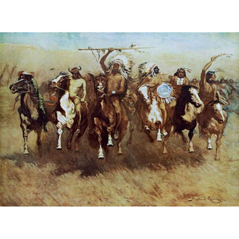 Victory Dance White Modern Wood Framed Art Print by Remington, Frederic