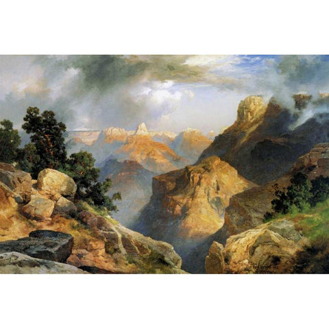 Grand Canyon Black Modern Wood Framed Art Print with Double Matting by Moran, Thomas
