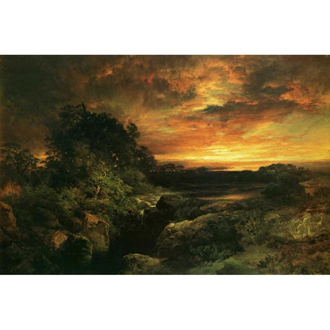 Arizona Sunset Near The Grand Canyon Gold Ornate Wood Framed Art Print with Double Matting by Moran, Thomas