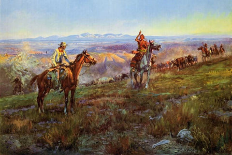 Toll Collectors Black Ornate Wood Framed Art Print with Double Matting by Russell, Charles M.