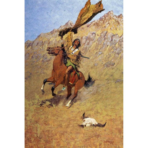 If Skulls Could Speak Gold Ornate Wood Framed Art Print with Double Matting by Remington, Frederic