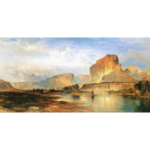 Cliffs of the Green River Gold Ornate Wood Framed Art Print with Double Matting by Moran, Thomas
