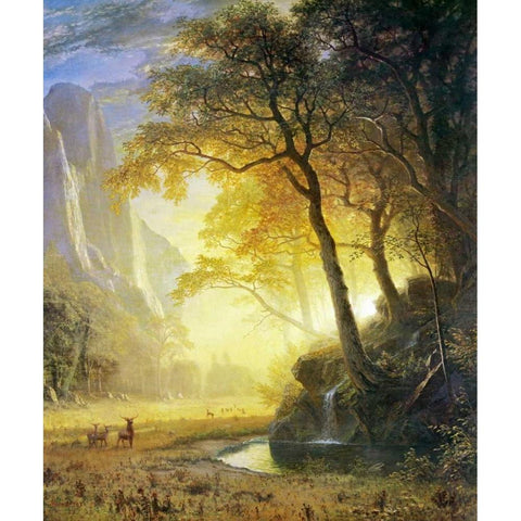 Hetch Hetchy Canyon Gold Ornate Wood Framed Art Print with Double Matting by Bierstadt, Albert